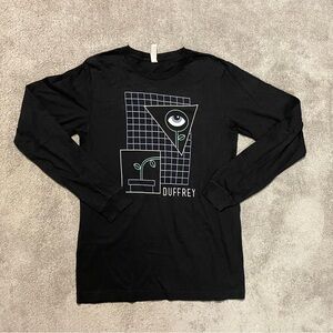 Duffrey Long Sleeve Graphic Tee Shirt Mens Medium Black 100% Cotton